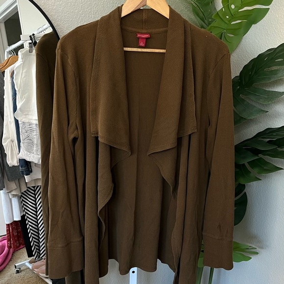 ✨ Ribbed Brown Waterfall Cardigan – Merona Size Large ✨ - Picture 6 of 6